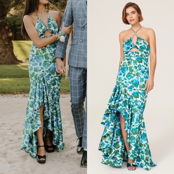 AMUR Edie Tie Neck Gown 0 - Picture 1 of 11